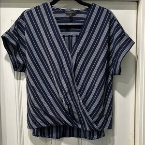 Striped Navy Blue Wrap Top